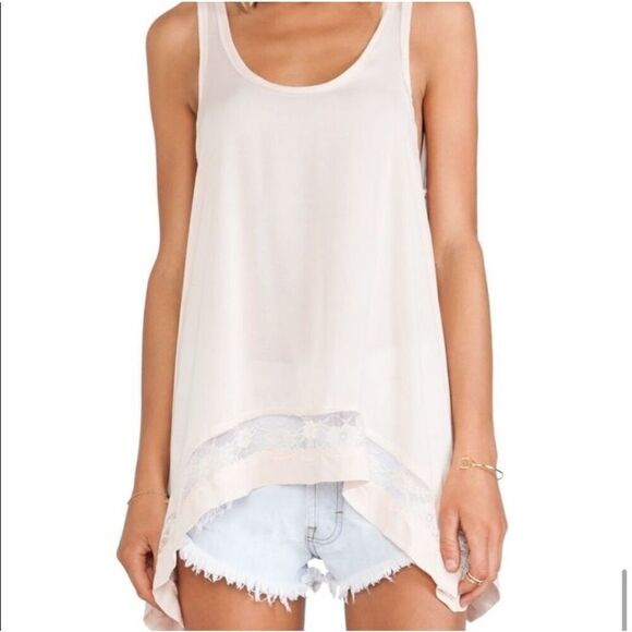 Free People Outlined High Low Cami in Shell Pink S - Picture 3 of 3